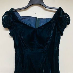 Vintage Dark Teal Velvet Formal Dress